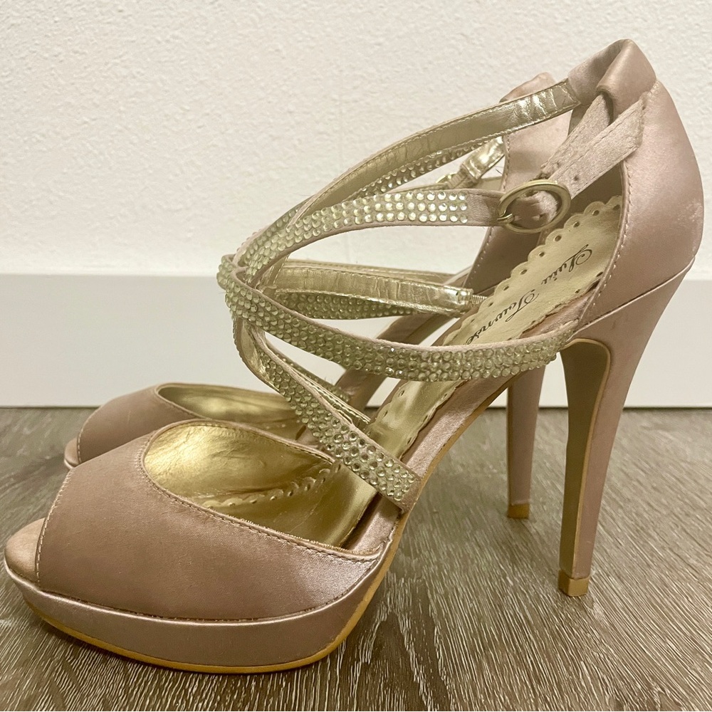 Lulu Townsend Blush Satin Strappy Heels